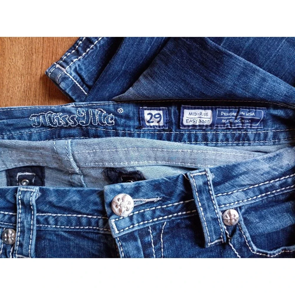 Miss Me Jeans Women's 29x31 Blue Bootcut Fluer Embellished
